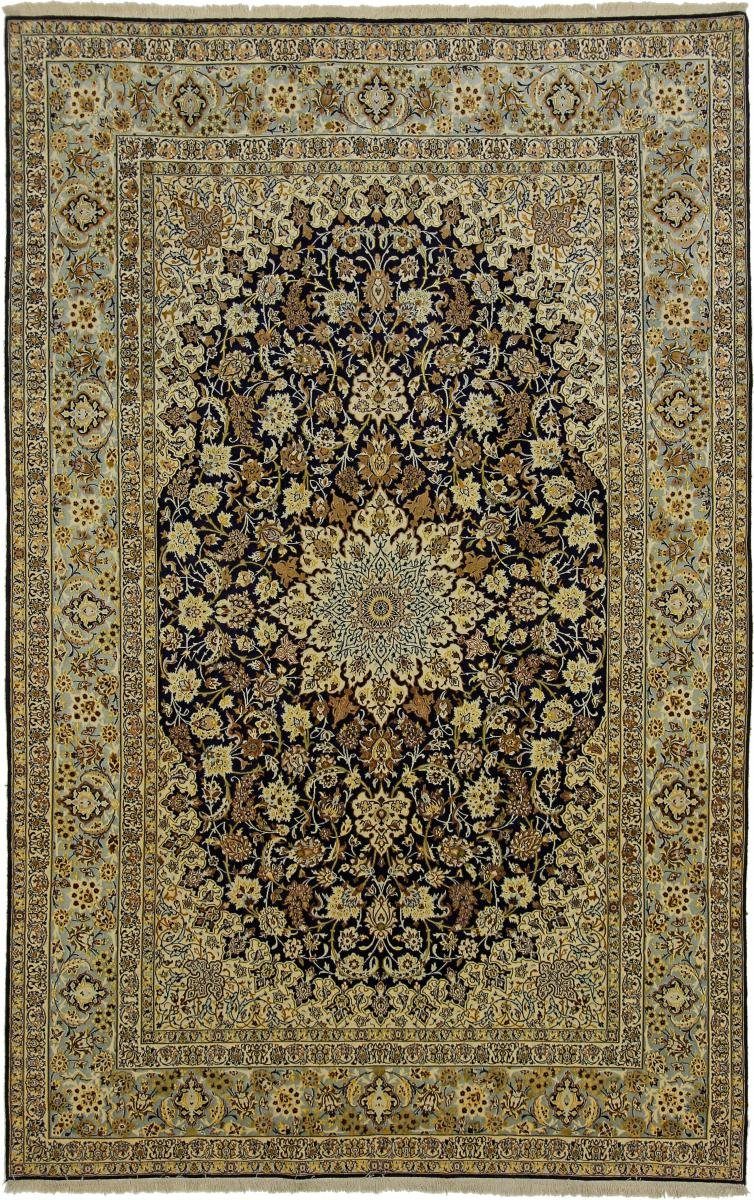 Orientteppich Isfahan Seidenkette 203x316 Handgeknüpfter Orientteppich, Nain Trading, rechteckig, Höhe: 6 mm