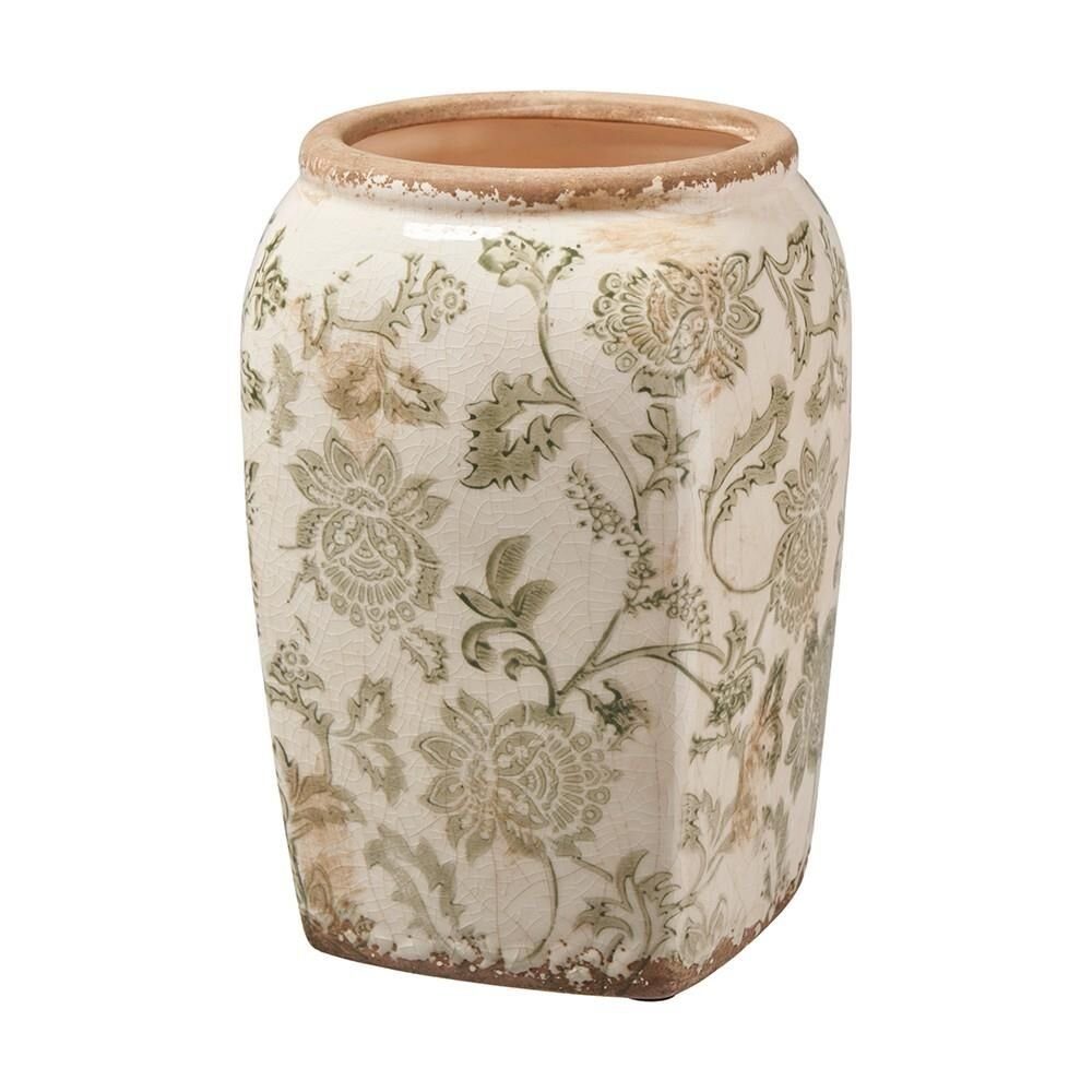 Annimuck Dekovase Keramik Vase Versailles H19 D13,5 cm weiss grün Vintage (1 St)