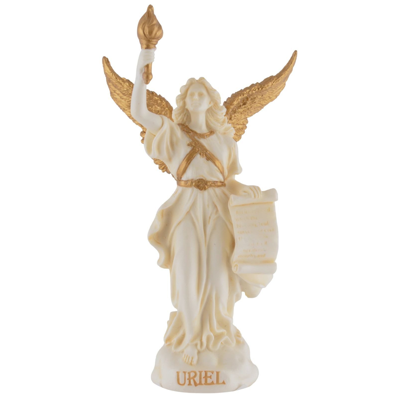 Vogler Dekofigur Veronese Miniatur Figur Erzengel Uriel Religiöse Skulptur Weiß-Gold