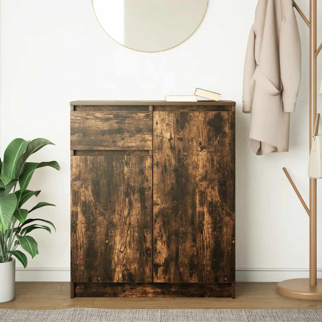 vidaXL Sideboard Sideboard mit Schublade Räuchereiche 71x35x84 cm Holzwerkstoff (1 St) – Bild 3 von 5