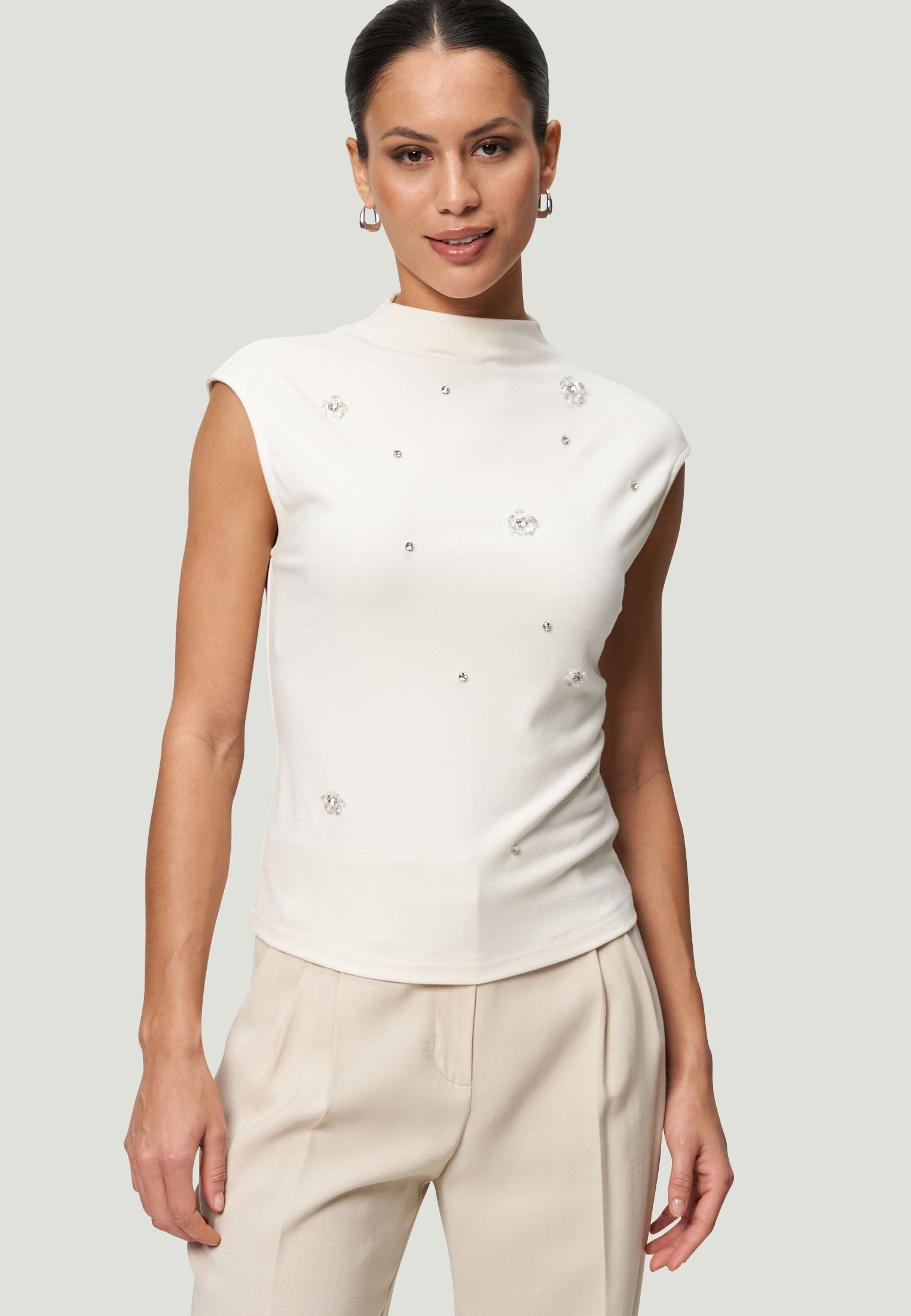 Zero Kurzarmshirt "zero Damen Shirt mit Strass und Blumen", (1 tlg.), Ziers günstig online kaufen