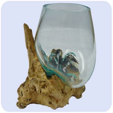 SIMANDRA Dekovase Wurzelholz (Vase klein), GH: 17 - 19 cm, Wurzel L: 15 - 17 cm B: 14 - 16 cm, Glas ø 6 - 7 cm