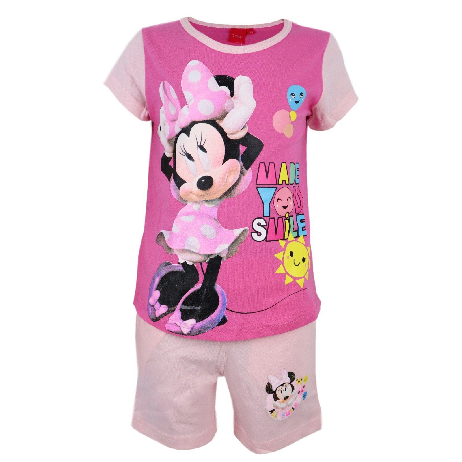 128, Set Maus Rosa 100% Minnie Baumwolle Kinder - bis Minnie 98 Plus Gr. Shorts Sommer Shirt Mouse T-Shirt Disney