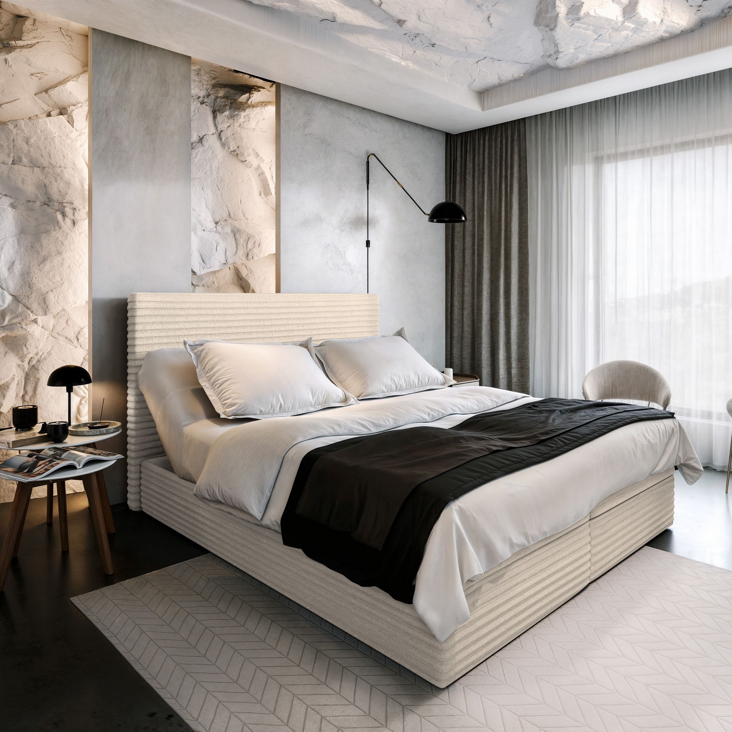 Masseno Boxbett MILARA 140x200 cm mit Bonell Matratze und Topper