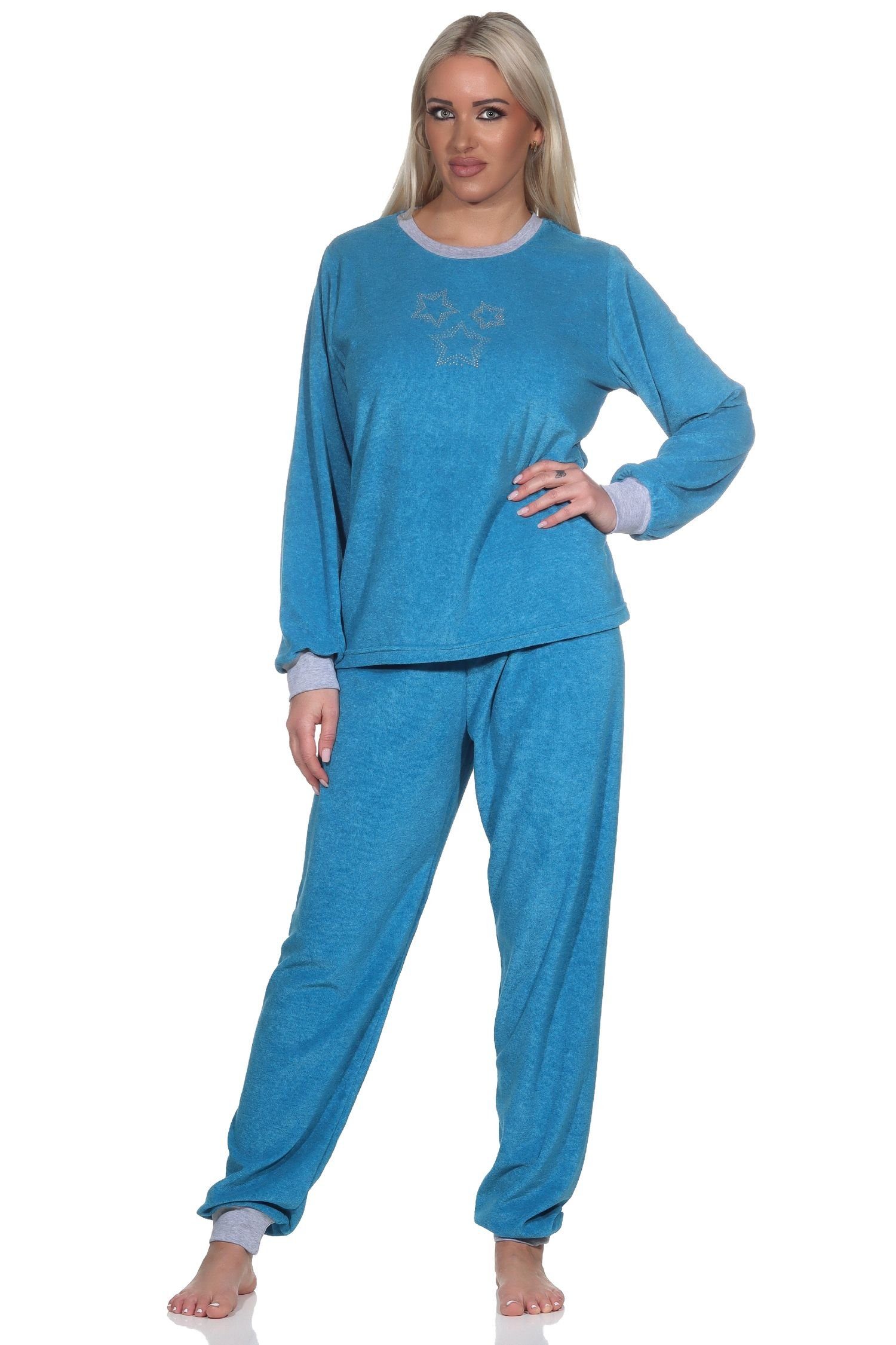 Normann Pyjama Normann Damen Frottee Schlafanzug Loungewear - auch in Übergröße türkis | Pyjamas