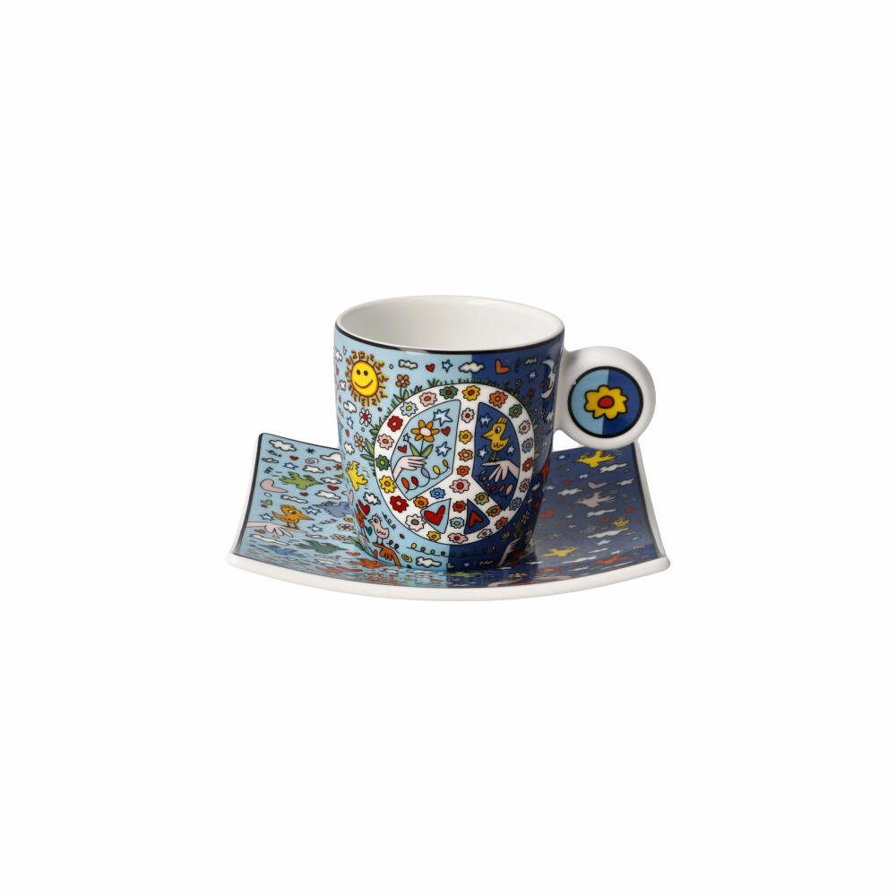 Goebel Espressotasse James Rizzi - Give Peace a Chance, Fine Bone China,  mit Untertasse, Motiv von James Rizzi | Thermobecher