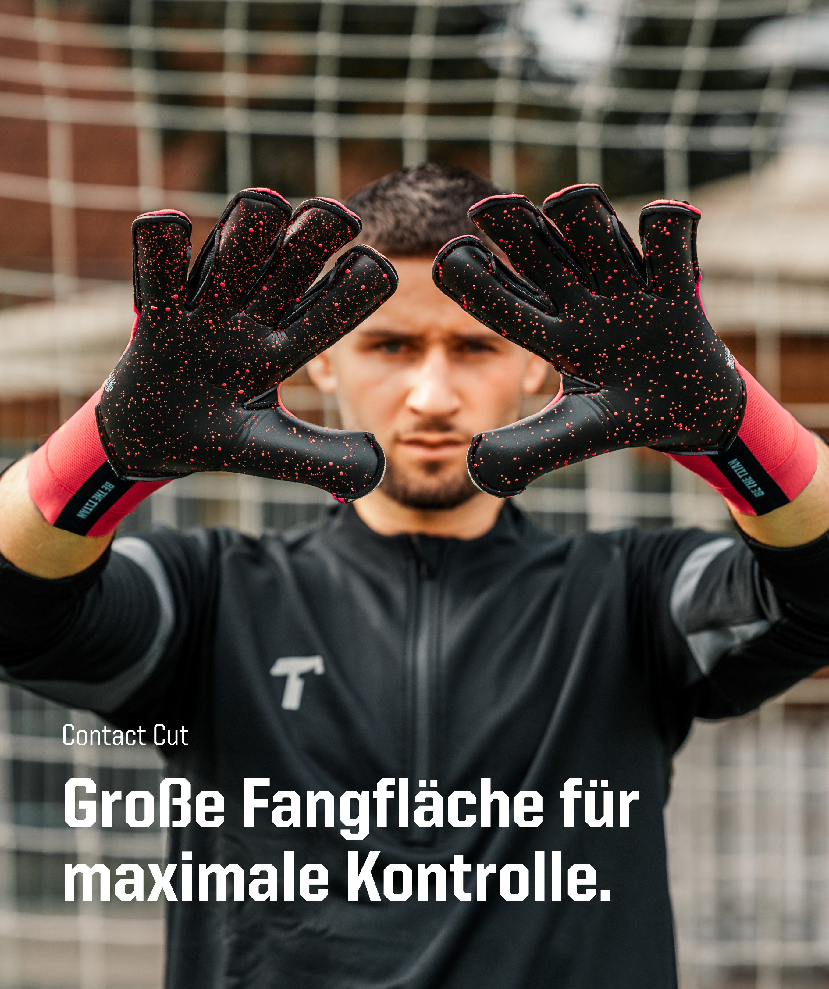 T1TAN Torwarthandschuhe Erwachsene, REBEL Solar Red, Größe 6-11