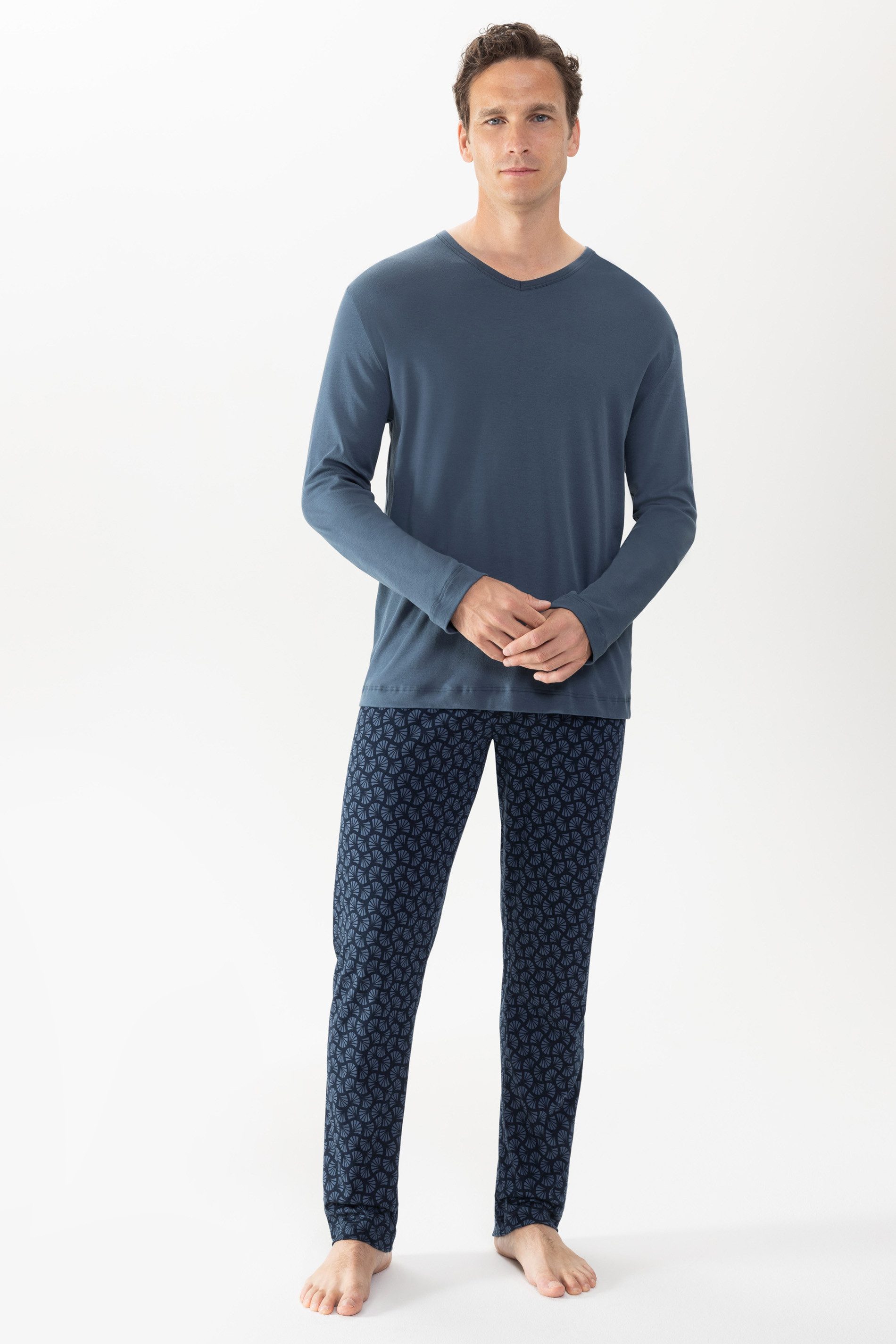 Mey Schlafanzug Mey Herren Anzug lang Serie Silhouettes Pattern (2 tlg)