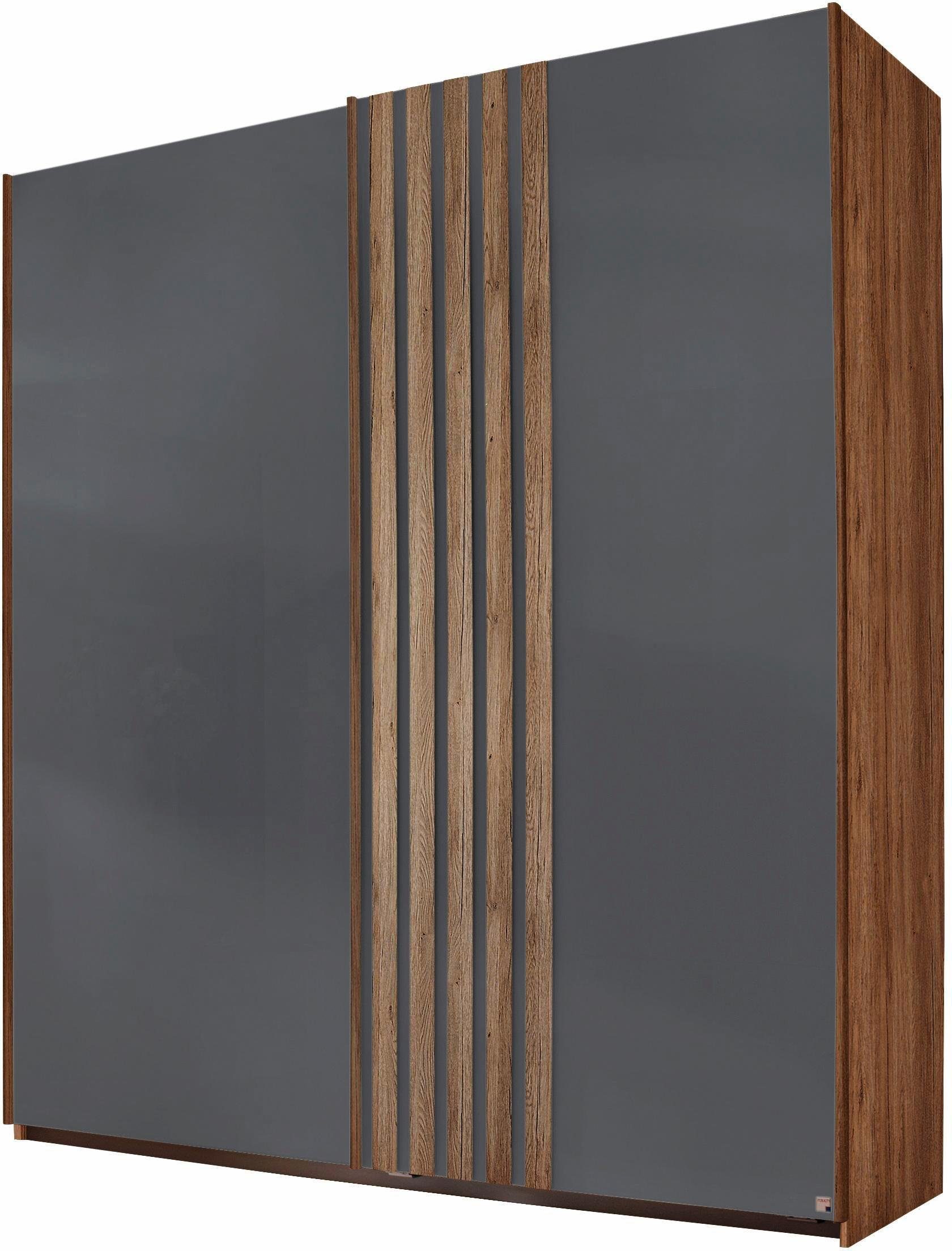 Schwebetürenschrank von RAUCH mit Glasfronten in eichefarben Sterling / Basaltglas - ab 499,99€