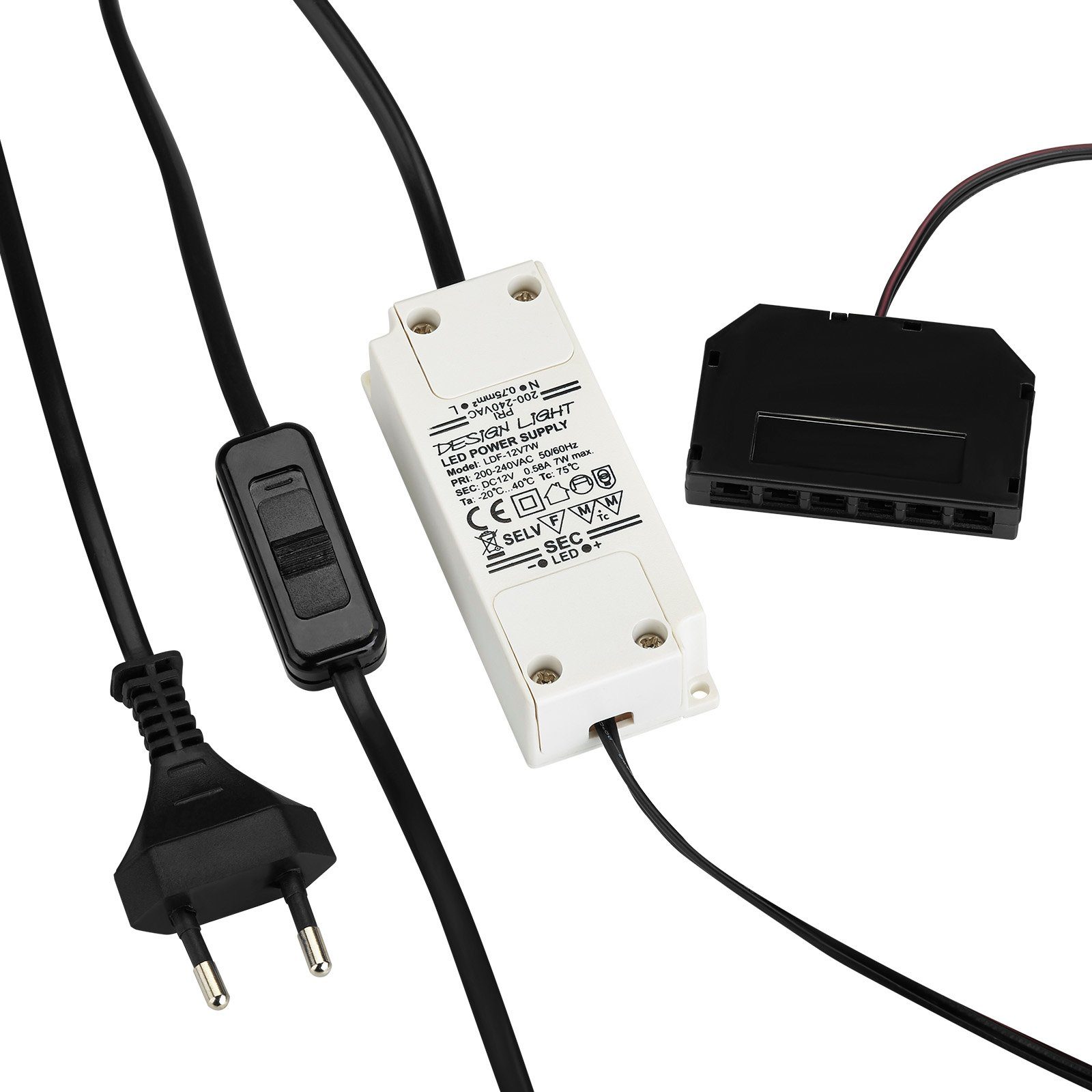 SO-TECH® Transformator 12V mit Schiebeschalter und 6-fach Verteiler LED Trafo (6 Watt, Ministecker)