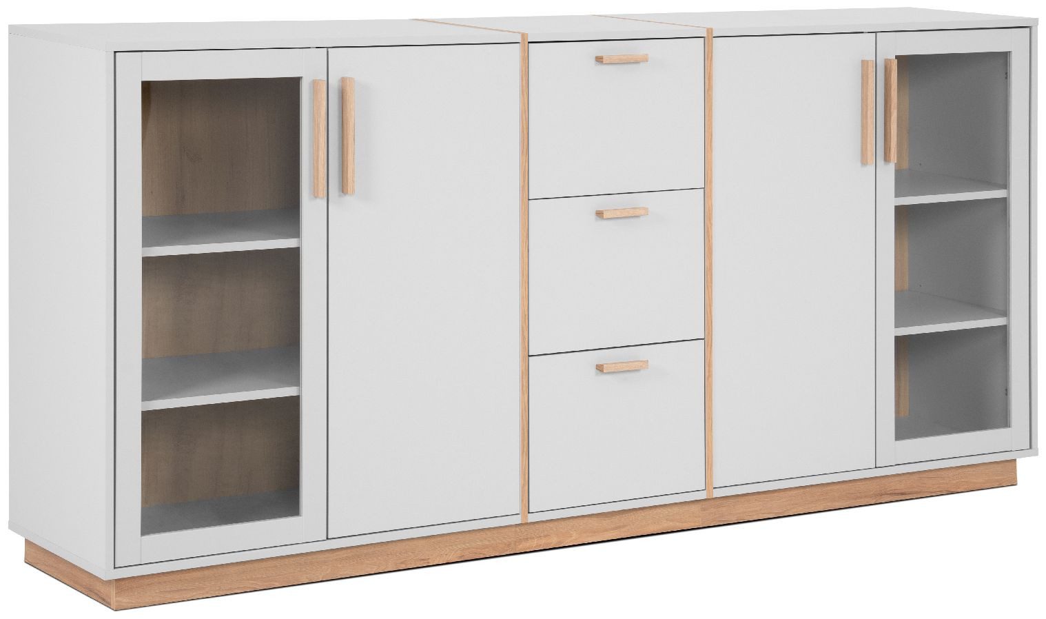 Finori Sideboard Split 51B, Steingrau, Dekor Jackson Hickory, Modern, ABS-K günstig online kaufen