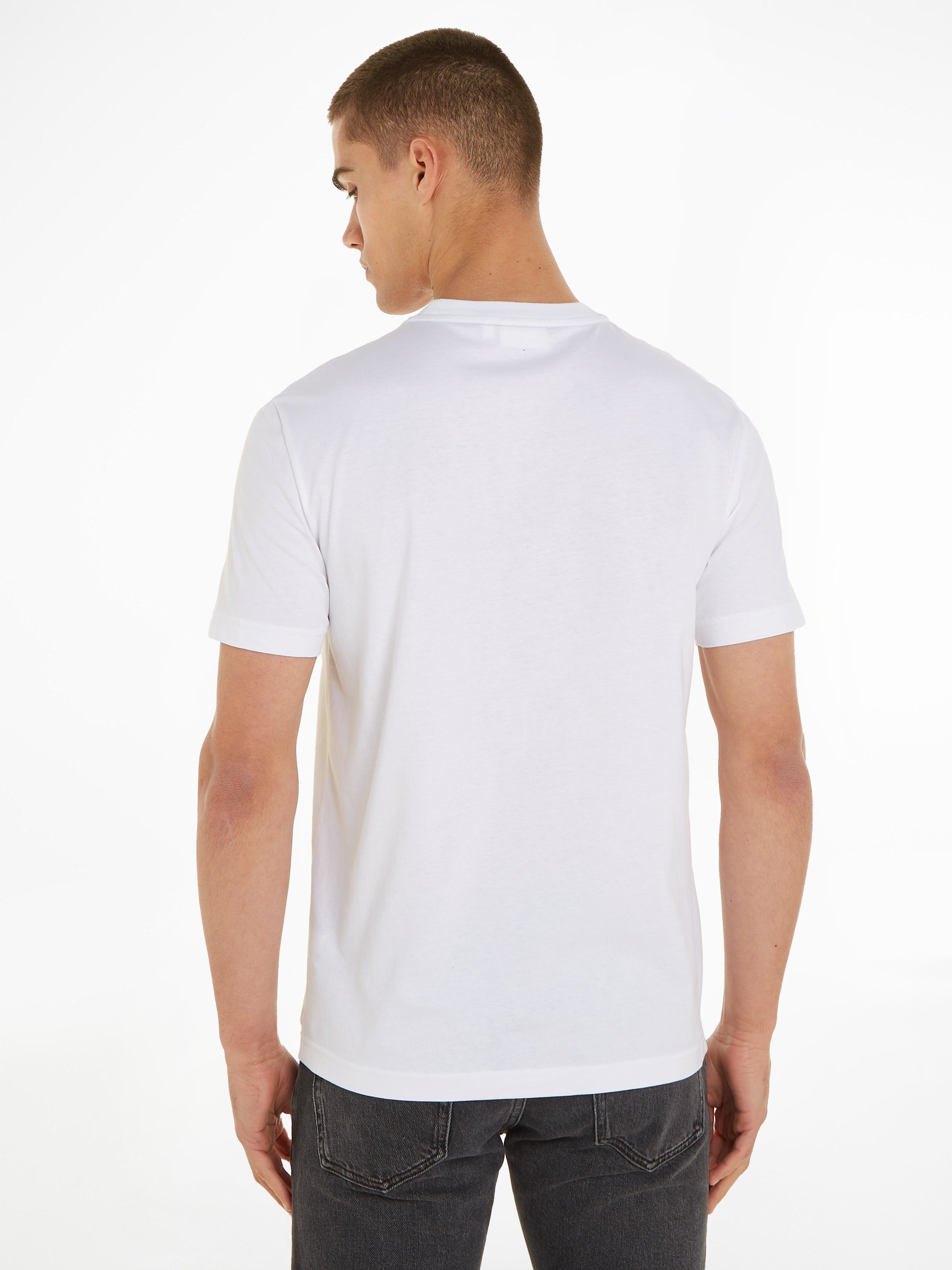 Calvin Klein T-Shirt DOUBLE LOGO mit White T-SHIRT FLOCK Bright Markenlabel