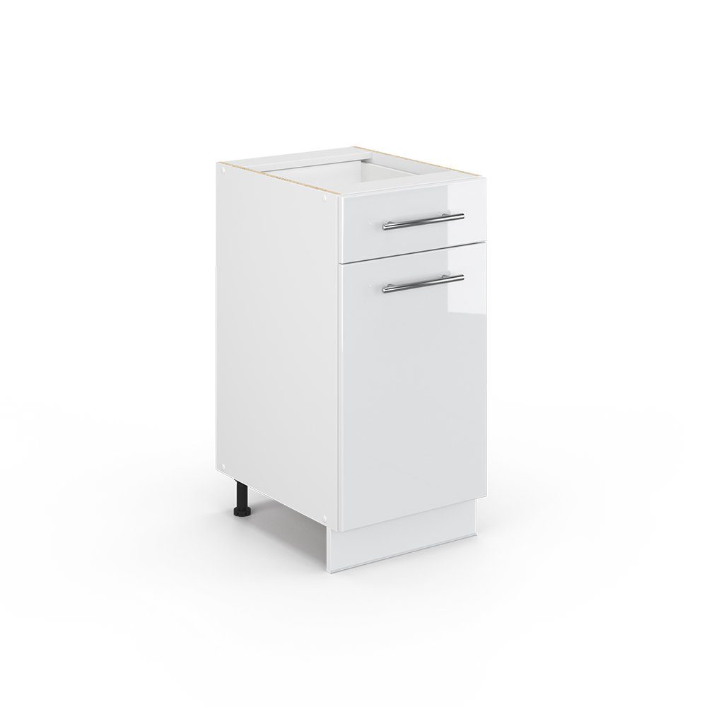 Vicco Unterschrank Fame-Line, Weiß Hochglanz/Weiß, 40 cm ohne Arbeitsplatte