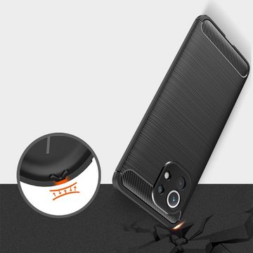 CoverKingz Handyhülle Xiaomi Mi 11 Handyhülle Silikon Case Cover Hülle Bumper Schutzhülle 17,30 cm (6,81 Zoll), Handyhülle Bumper Silikoncover Softcase Carbonfarben