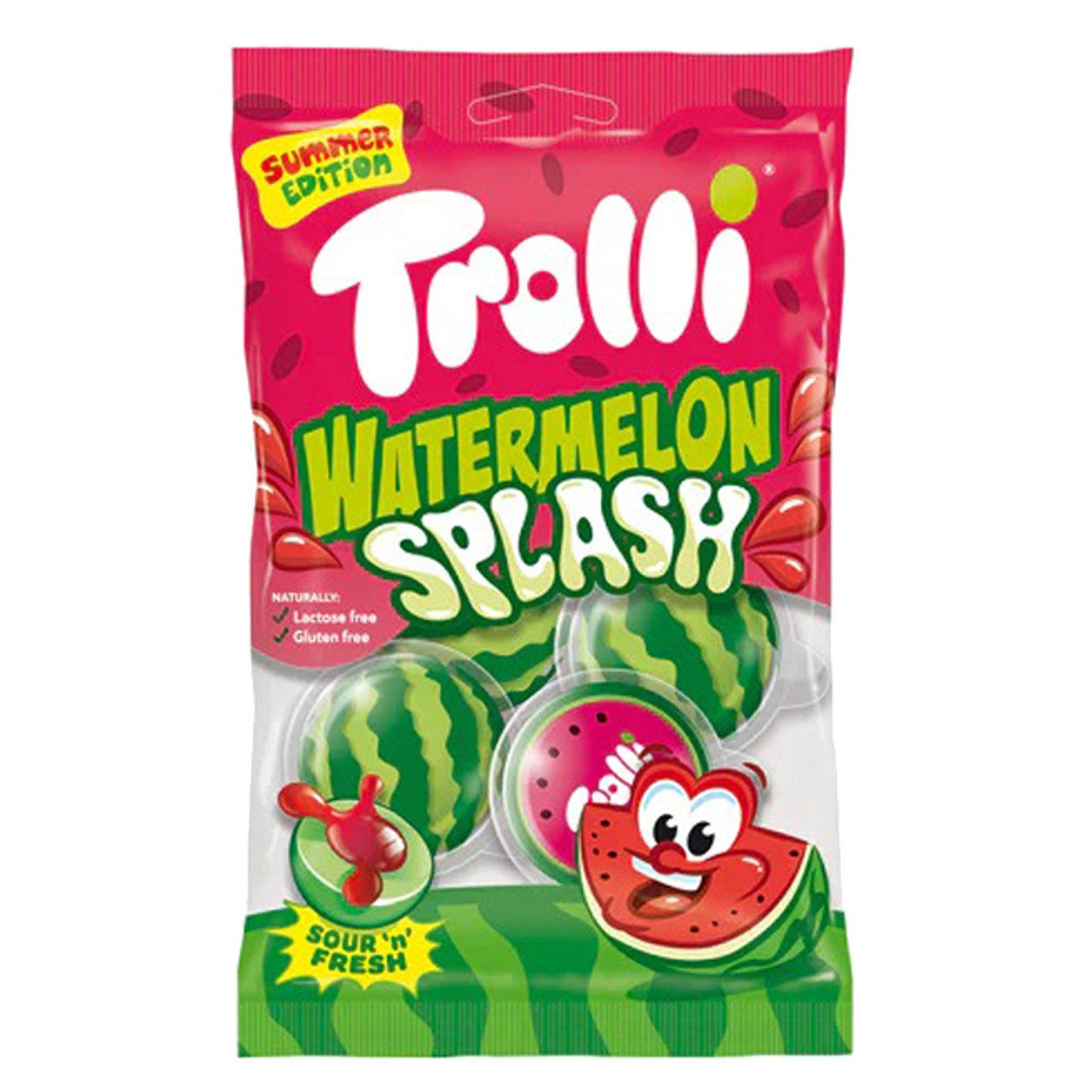 TROLLI Süßigkeit, Trolli Watermelon Splash 4er Gummibonbons mit flüssigem Kern 75g