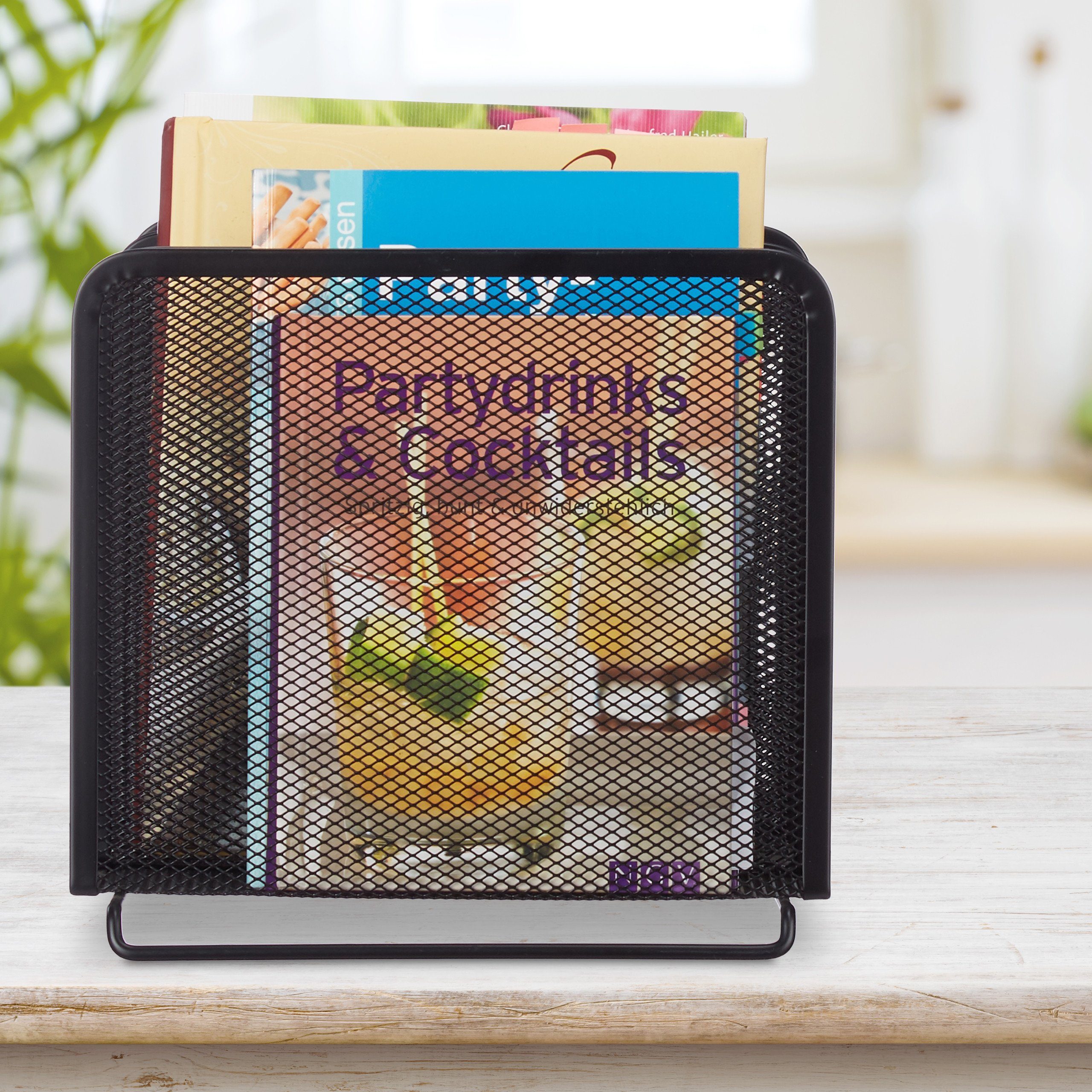 relaxdays Organizer Katalogsammler Metall mit 5 Fächern, schwarz