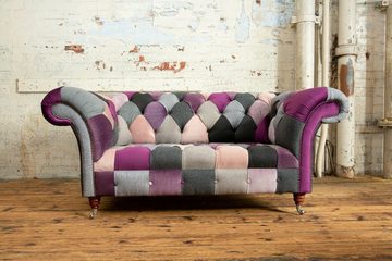JVmoebel Chesterfield-Sofa, Chesterfield 2 Sitzer Sofa Textil Couch Polster Design Bunt Sofa