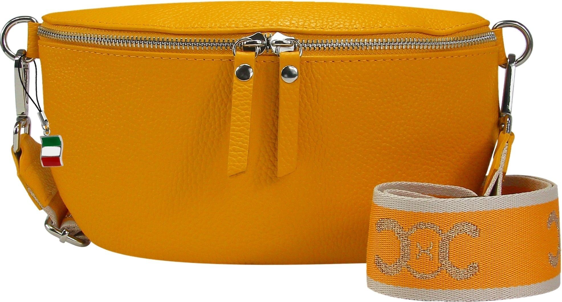 FLORENCE Gürteltasche Florence Echtleder Gürteltasche Damen gelb (Gürteltasche), Damen Leder Gürteltasche, gelb, mehrfarbig ca. 25cm