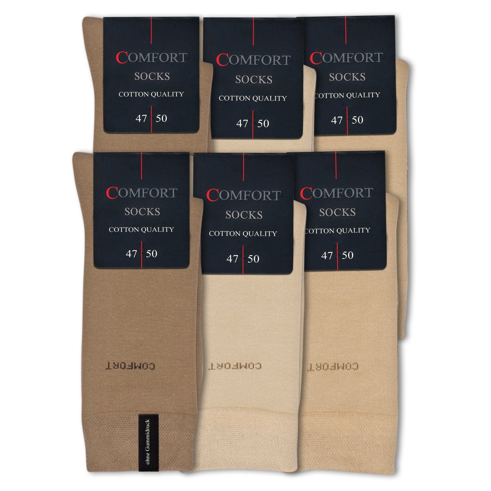 Die Sockenbude Basicsocken COMFORT XXL (Bund, 6-Paar, beige) Größe 47/50 (X günstig online kaufen