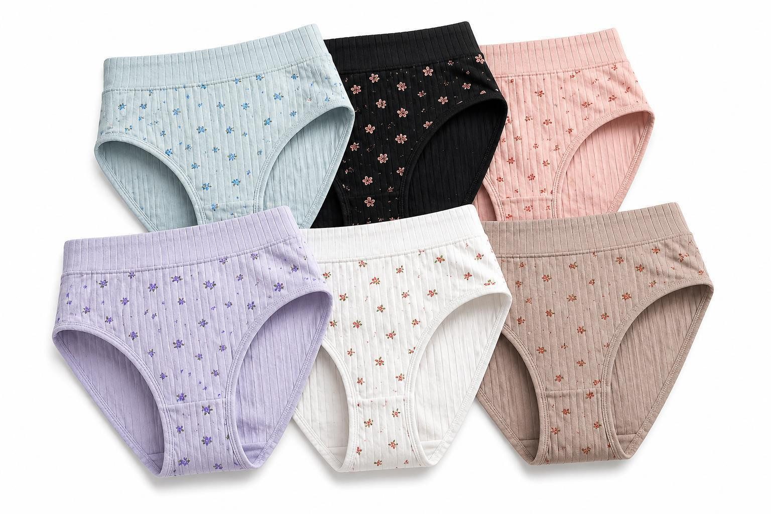 EloModa Taillenslip Damen Slips 6er Pack Baumwolle – bequem & atmungsaktiv (6-St) atmungsaktiv, hautfreundlich, elastisch, formbeständig