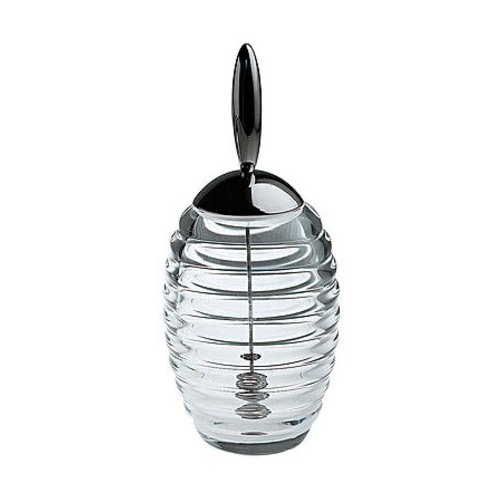 Alessi Geschirr-Set Honigspender Honey Pot Memory Containers, Edelstahl 18-10, Kristallglas