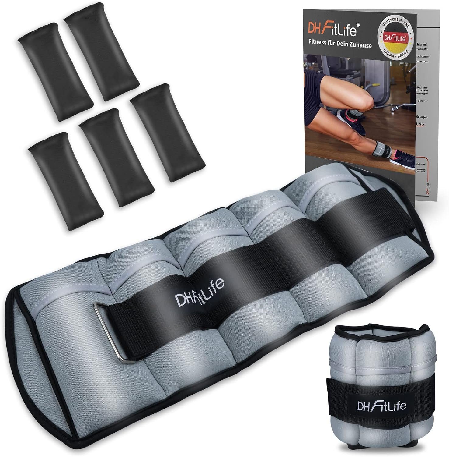 DH FitLife Gewichtsmanschette 2er-Set Fußgelenk Gewichtsmanschetten, (mit verstellbaren Gewichten für Beine und Arme), 2 Variationen 2 * 2,5kg und 2 * 4,5kg