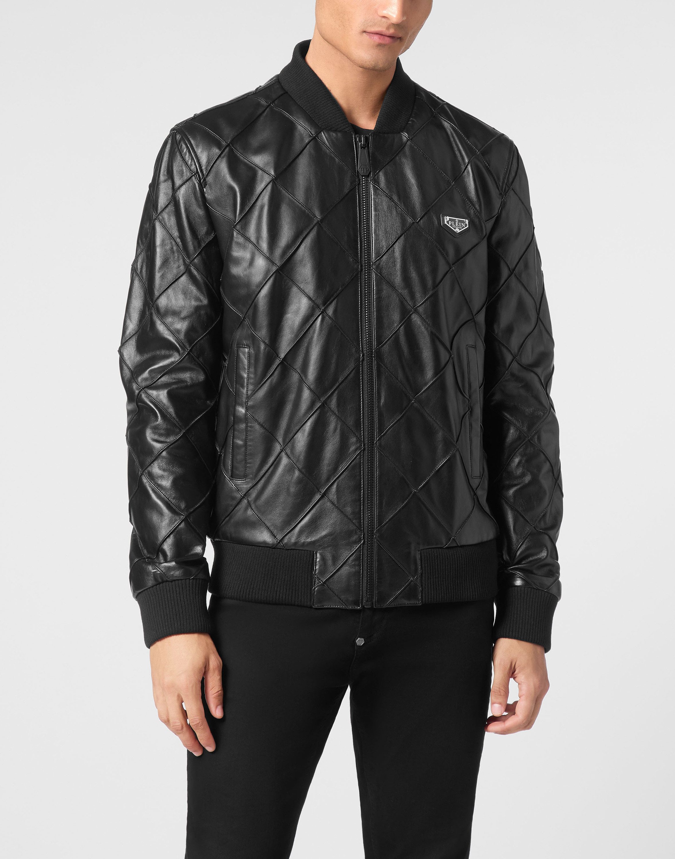 PHILIPP PLEIN Lederjacke Leder-Bomberjacke