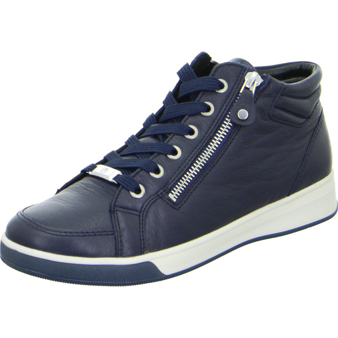 049817 Damen Rom Ara Sneaker - Sneaker Ara Schuhe, Glattleder blau
