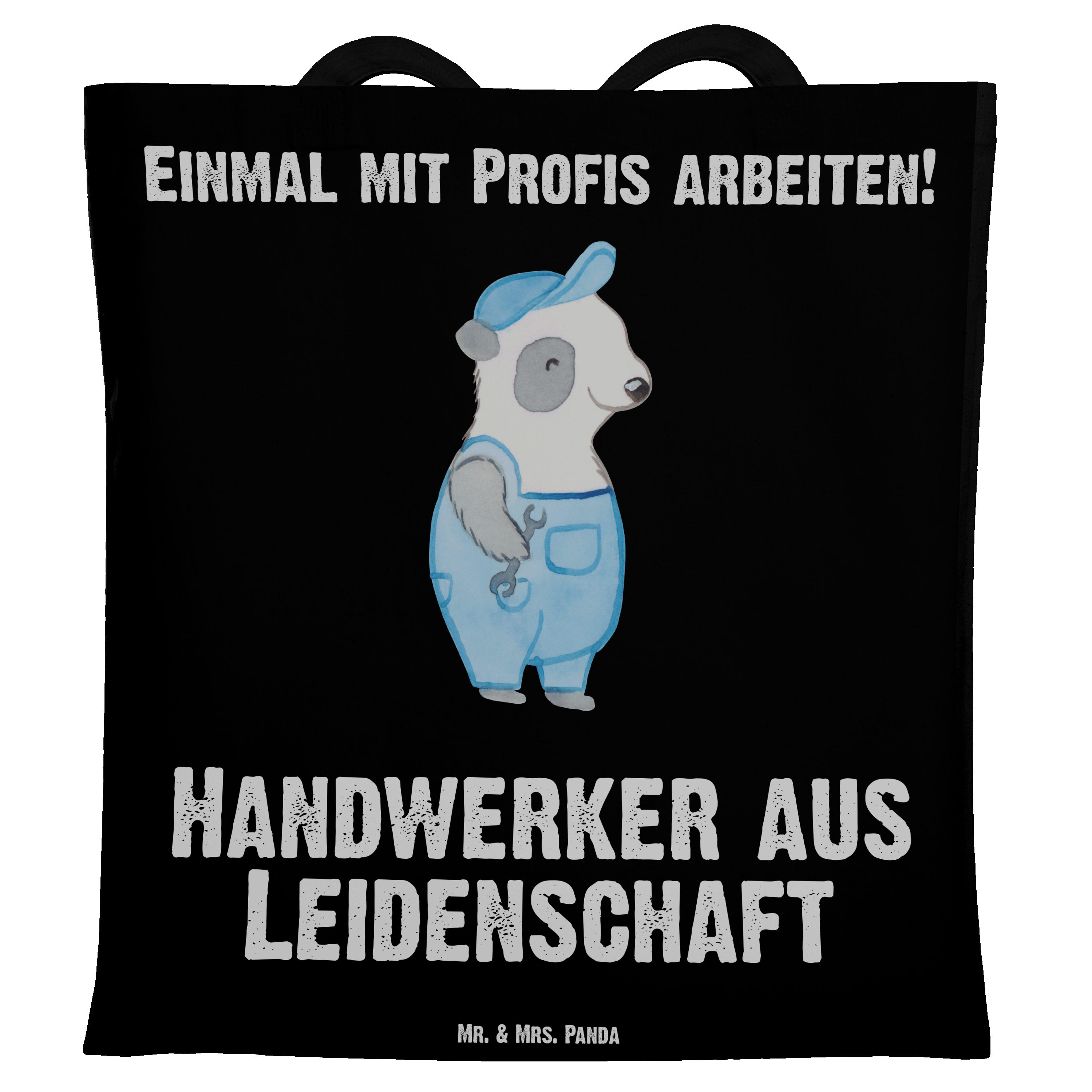 Mr. & Mrs. Panda Tragetasche Arbeits (1-tlg) Handwerker Leidenschaft Schwarz Jutebeutel, Geschenk, - - aus