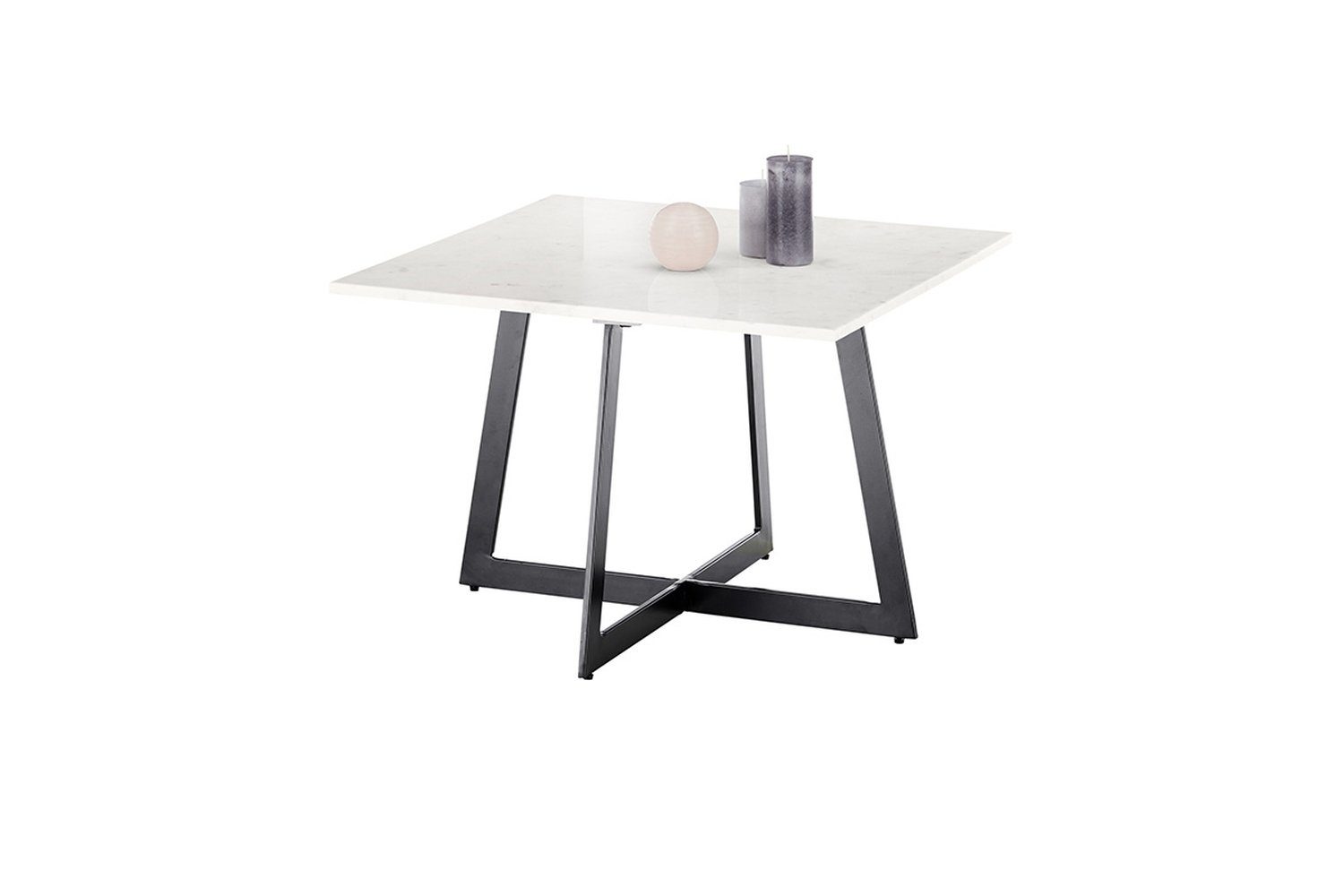 MCA furniture Couchtisch aus Marmor weiß in weiß. Abmessungen (LxBxH) 65x65x44 cm