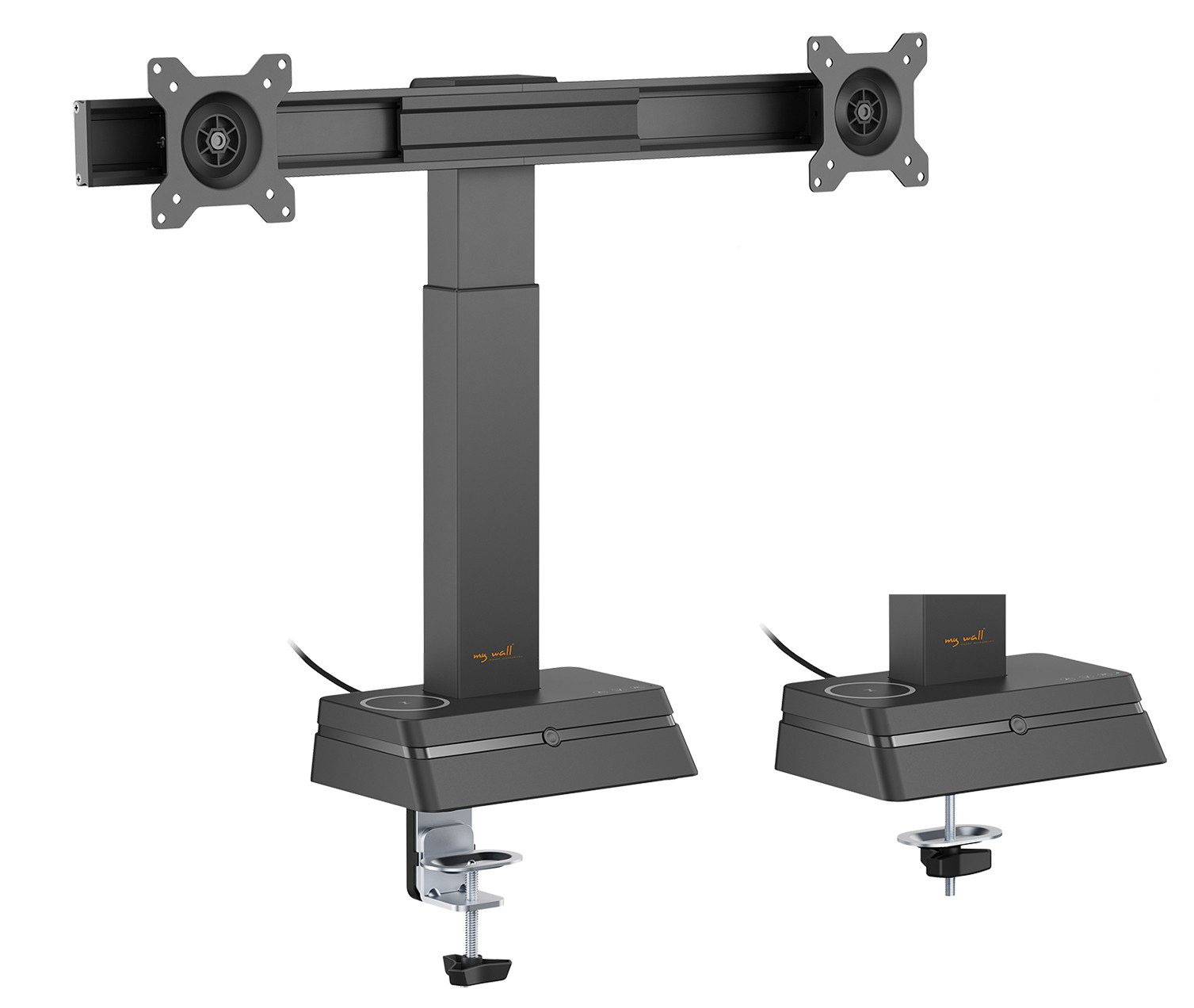 my wall Monitor-Halterung HL66-2L, (bis 27 Zoll, automatische Höhenanpassung, Wireless Charging, flexibel einstellbar)
