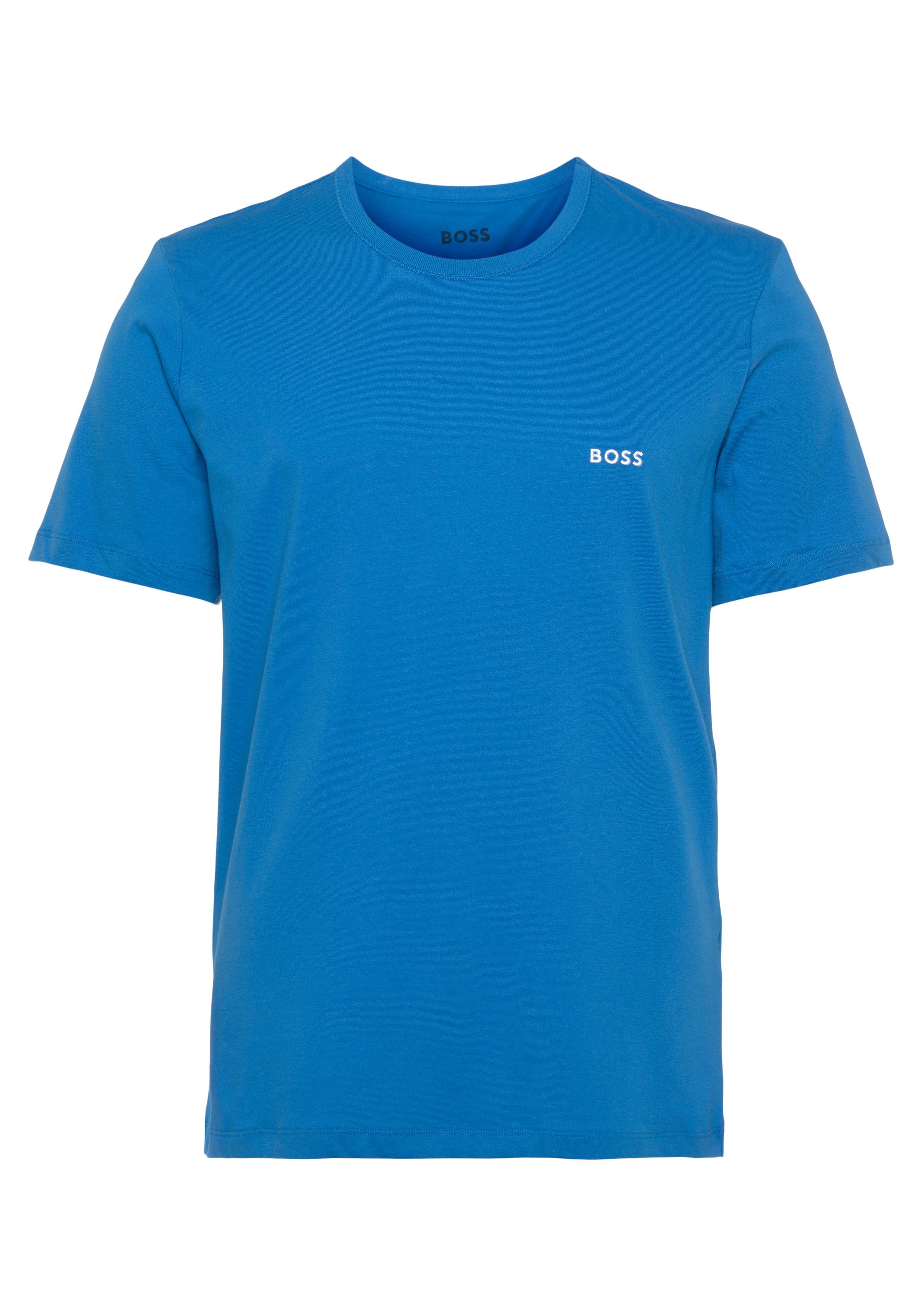 Classic T-Shirt 3P der BOSS Brust dezenter mit Logostickerei (3-tlg) blau an TShirtRN