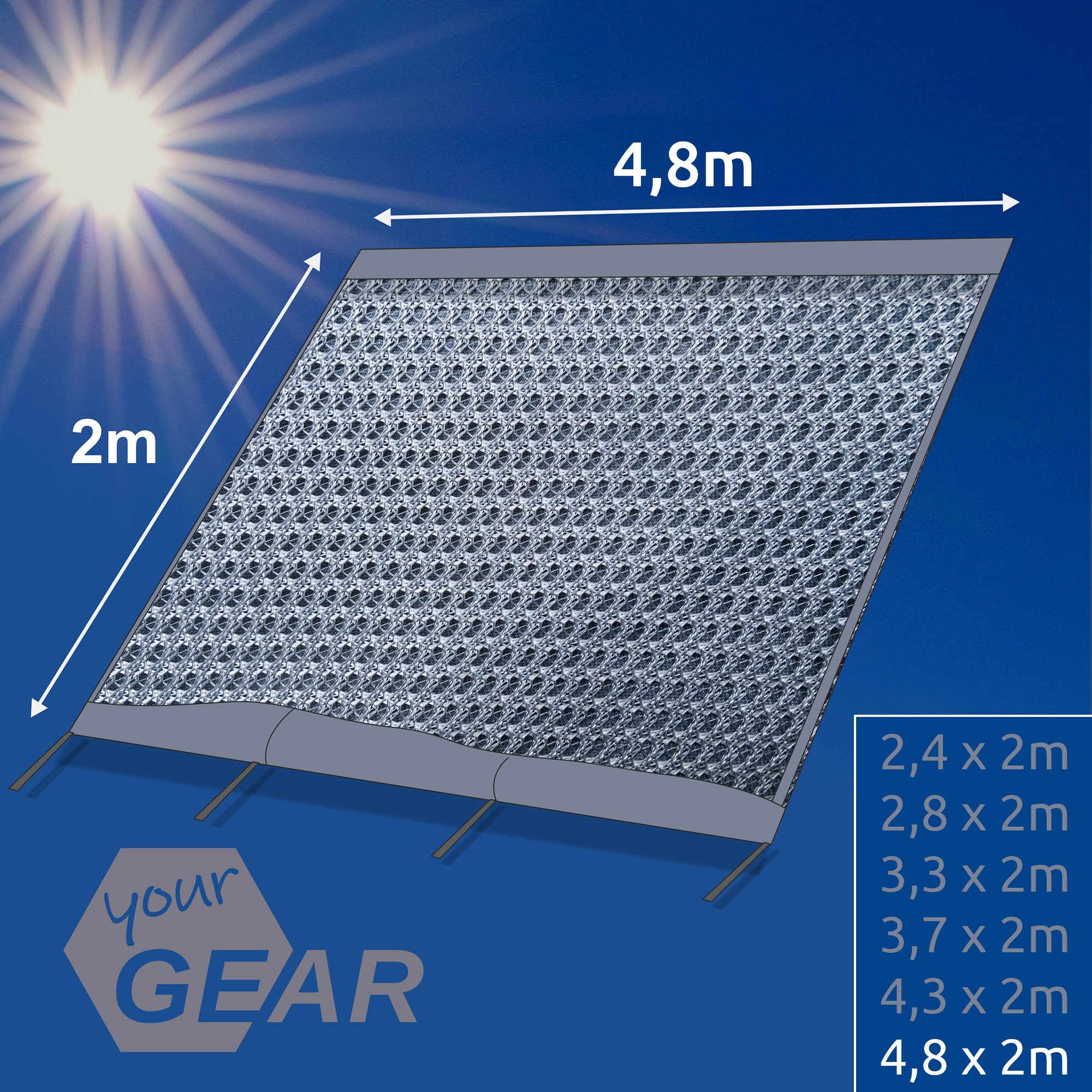 yourGEAR Vorzelt yourGEAR Sun + Rain Blocker 4,8x2m Vorderwand Markise, Personen: 0