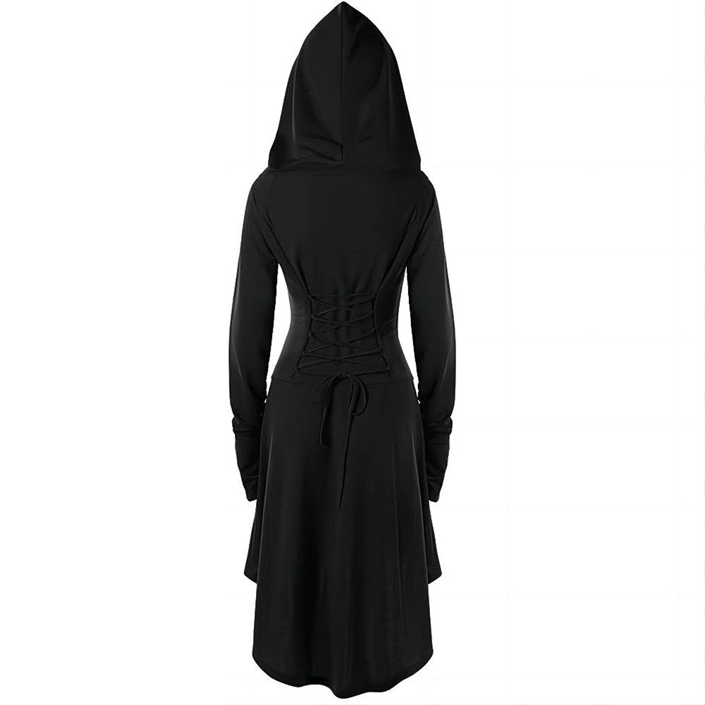 GelldG Sonnenhut Damen Kleidung, Halloween Kostüm, Renaissance, mit Kapuze, Karneval schwarz(100cm)