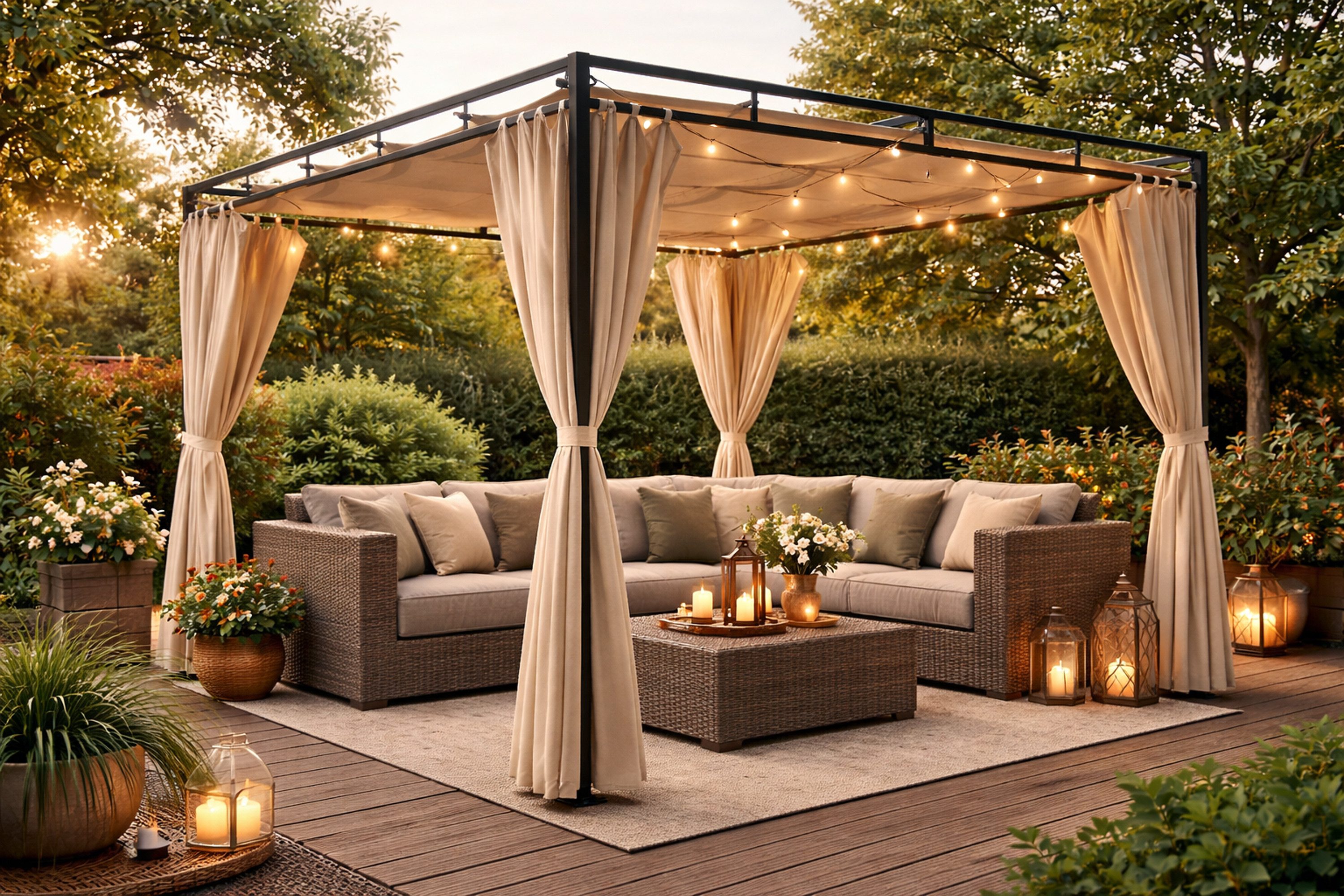 Quick Star Pavillon-Ersatzdach Ersatzdach Flachdachpergola Firenze 3x3 m, 180 g/m², 288 x 288 cm (1 Ersatzdach aus Polyester ohne Gestell), 6 aufgenähte Einschu – Bild 3 von 5