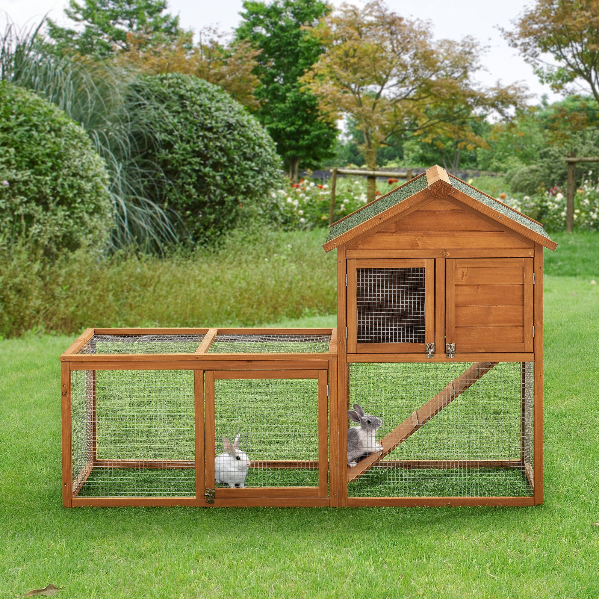 en.casa Kleintierkäfig, »Kelkheim« Kaninchenstall für Außen 110x160x61cm Tannenholz