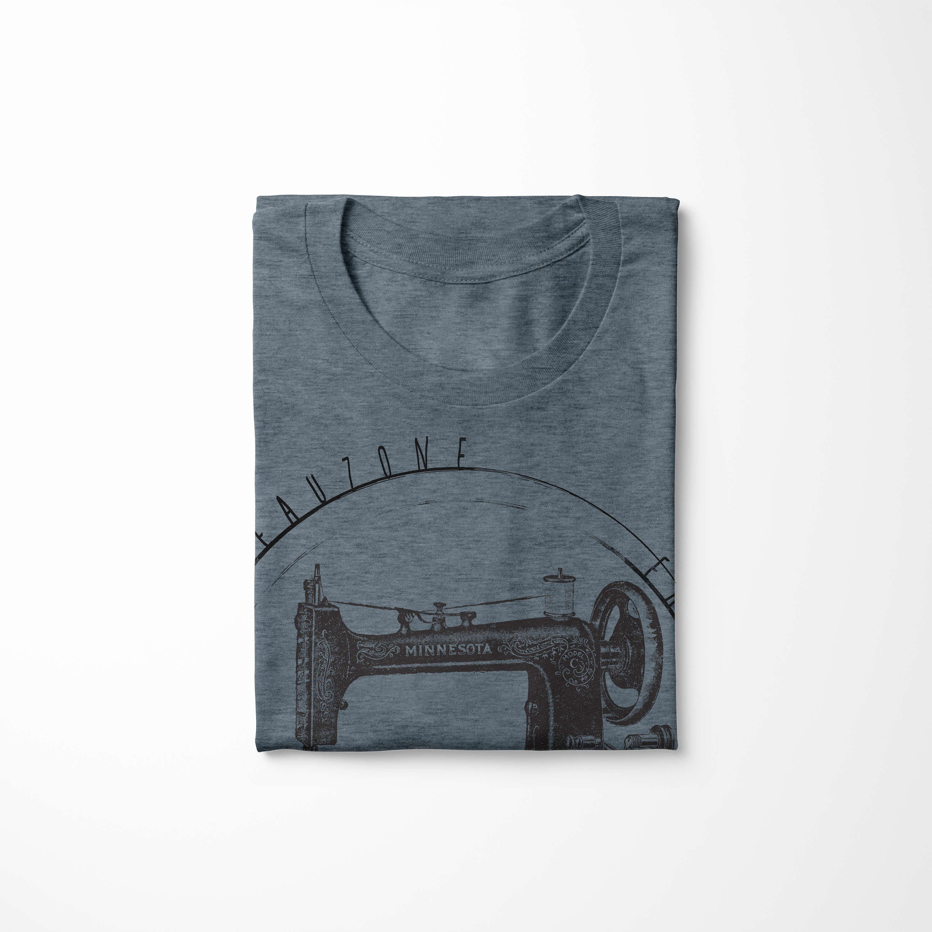 Sinus T-Shirt T-Shirt Art Herren Nähmaschine Indigo Vintage