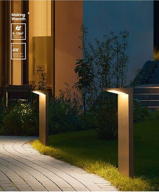Arnusa LED Solarleuchte helle Garten Solarlampe modern Aluminium 4000 mAh Außenlampe, zwei Helligkeitstufen, LED fest integriert, warmweiß, warmweiß 60 cm Sockelleuchte Wegeleuchte