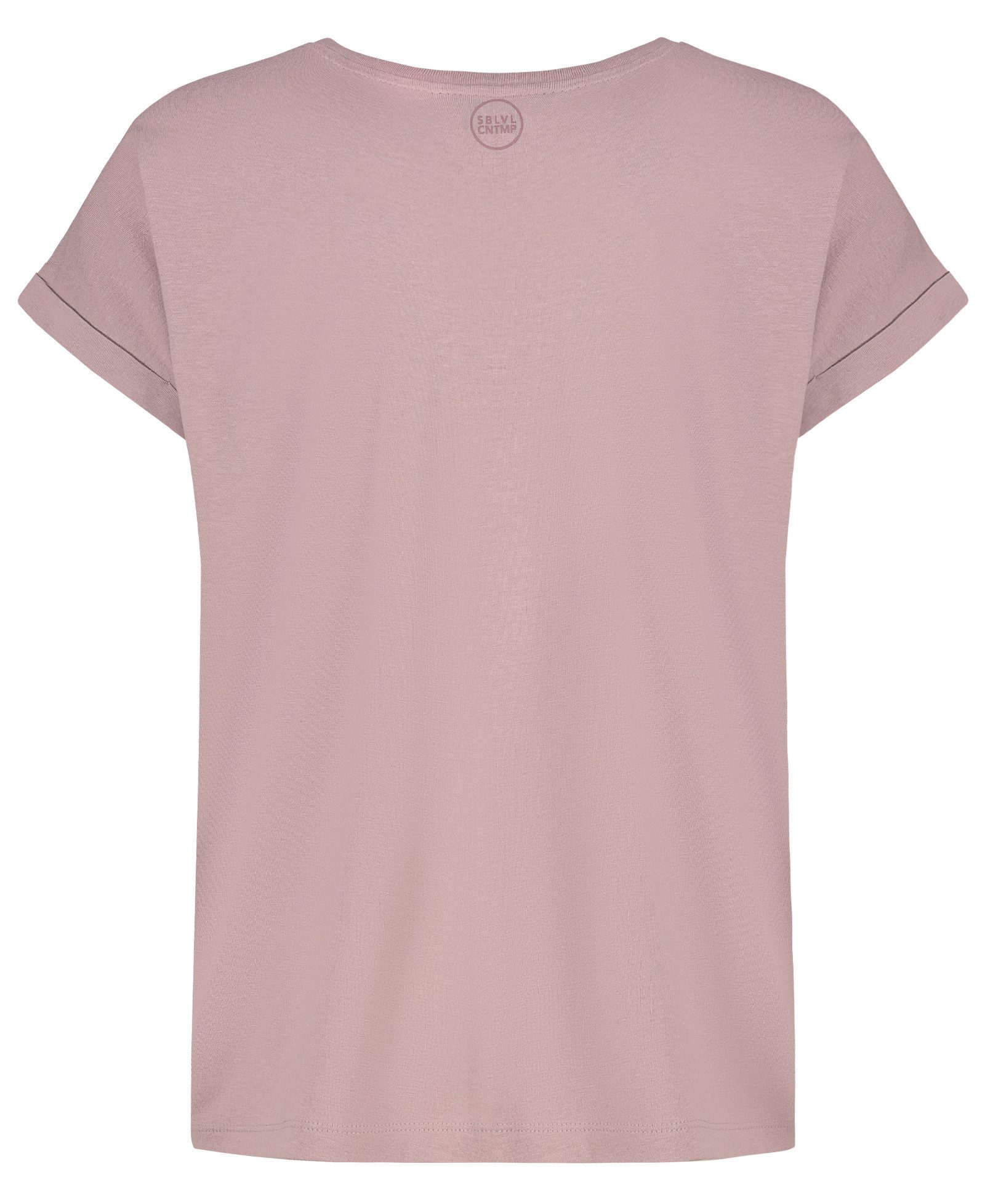 SUBLEVEL T-Shirt Damen Shirt Turn-Up Ärmel Weiches Basic Shirt Rundhals Kurzarm Baunwolle Modal Mix, super soft, unifarben, markenlogo – Bild 4 von 5