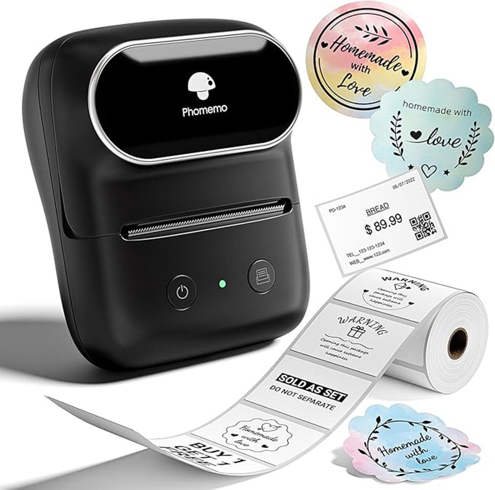 Mini Thermodrucker Bluetooth Tragbarer Labeldrucker 11.4x8.7x5.9cm Etikettendrucker