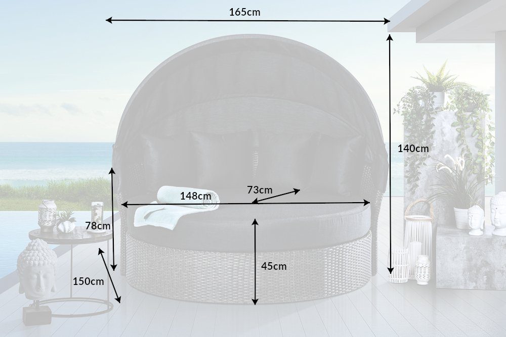 LIVING dunkelgrau · drehbarer Teile, Loungebett 165cm PLAYA · · | dunkelgrau Sitzfläche Sonneninsel riess-ambiente Gartenmöbel dunkelgrau, · 2 Modern Outdoor