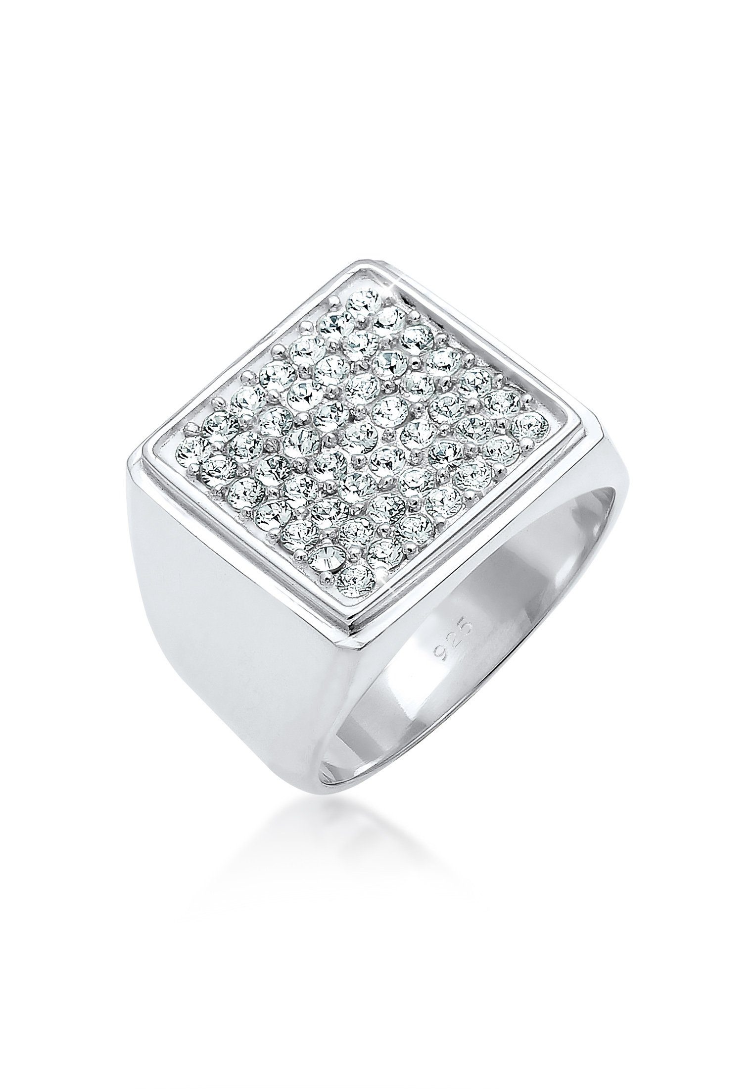 Elli Premium Siegelring Siegelring Geo Kristalle 925 Silber