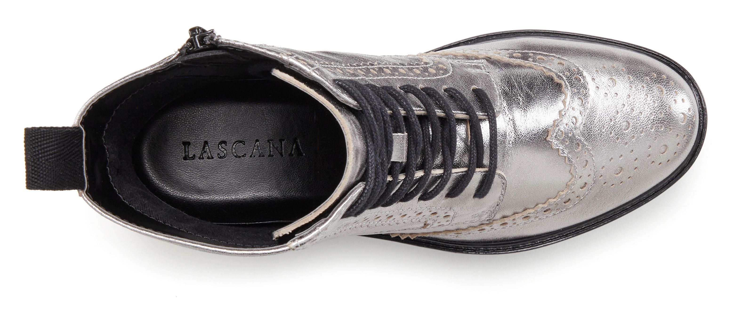 LASCANA Schnürboots Schnürstiefelette, Ankle Boots, Leder, Schnüren & Reißverschluss