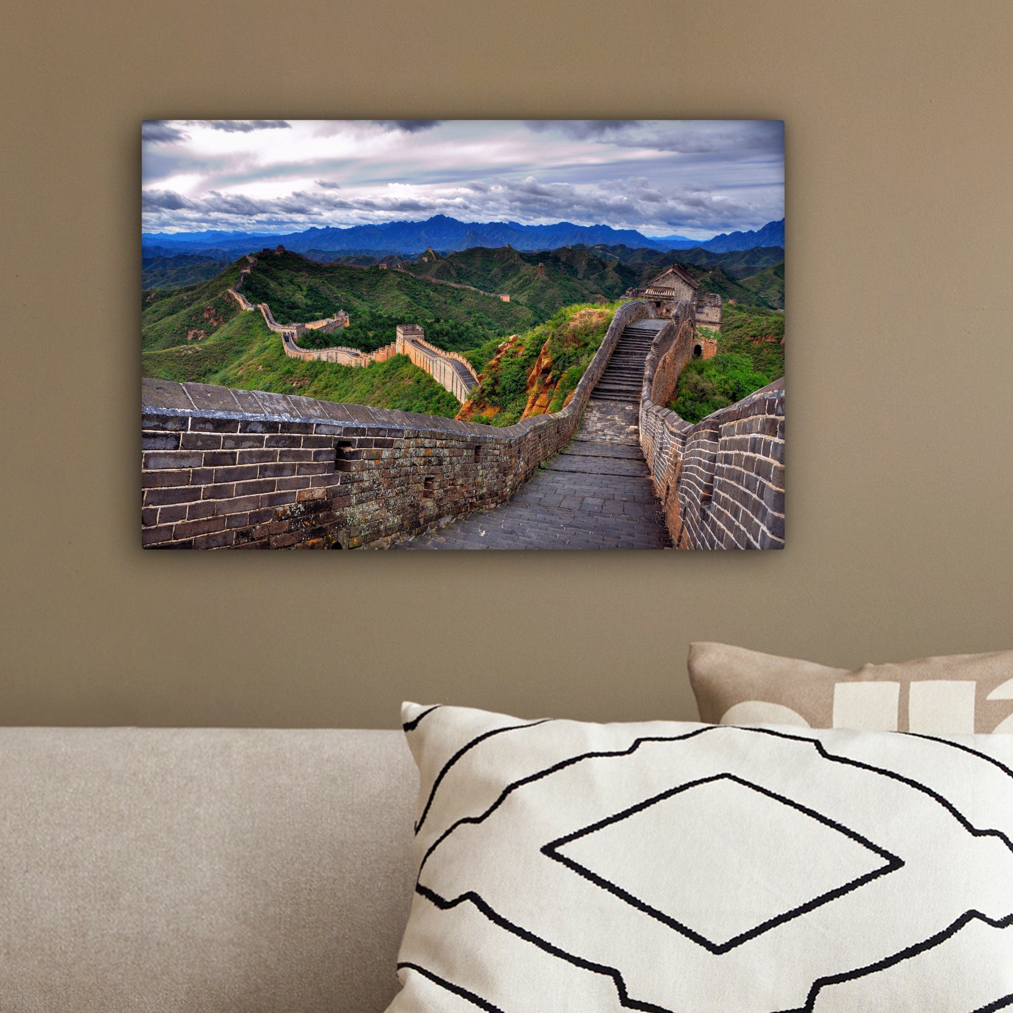 Aufhängefertig, (1 St), Blick cm OneMillionCanvasses® Chinesische 30x20 Leinwandbilder, Wandbild Mauer, auf die Wanddeko, Leinwandbild