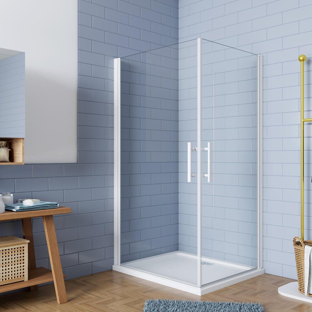 duschspa Eckdusche 185cm 5mm Eckeinstieg Duschkabine Duschabtrennung Schwingtür Duschtür, BxT: 70x70 cm, Einscheibensicherheitsglas, Sicherheitsglas, Set, ebenerdiger Einbau möglich