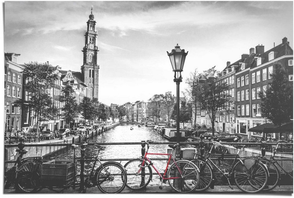 Reinders! Poster Die Grachten von Amsterdam Brücke - Fahrrad - Stadt - Die  Niederlande, (1 St)