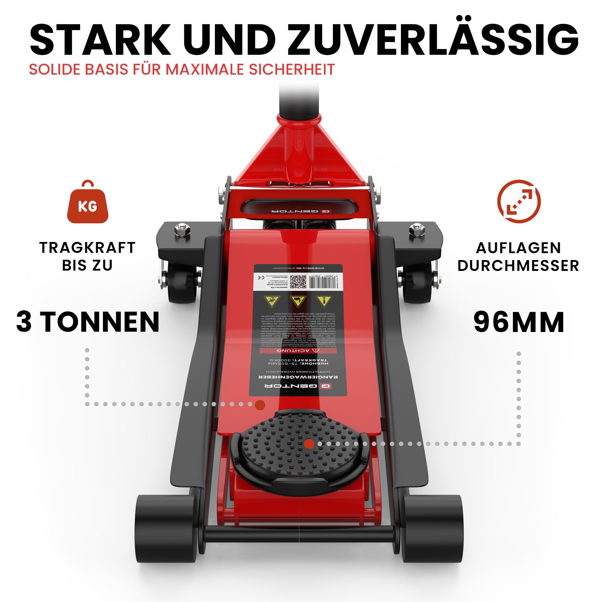 GENTOR Hydraulic Jack, 3t Hydraulic Flat Trolley Jack