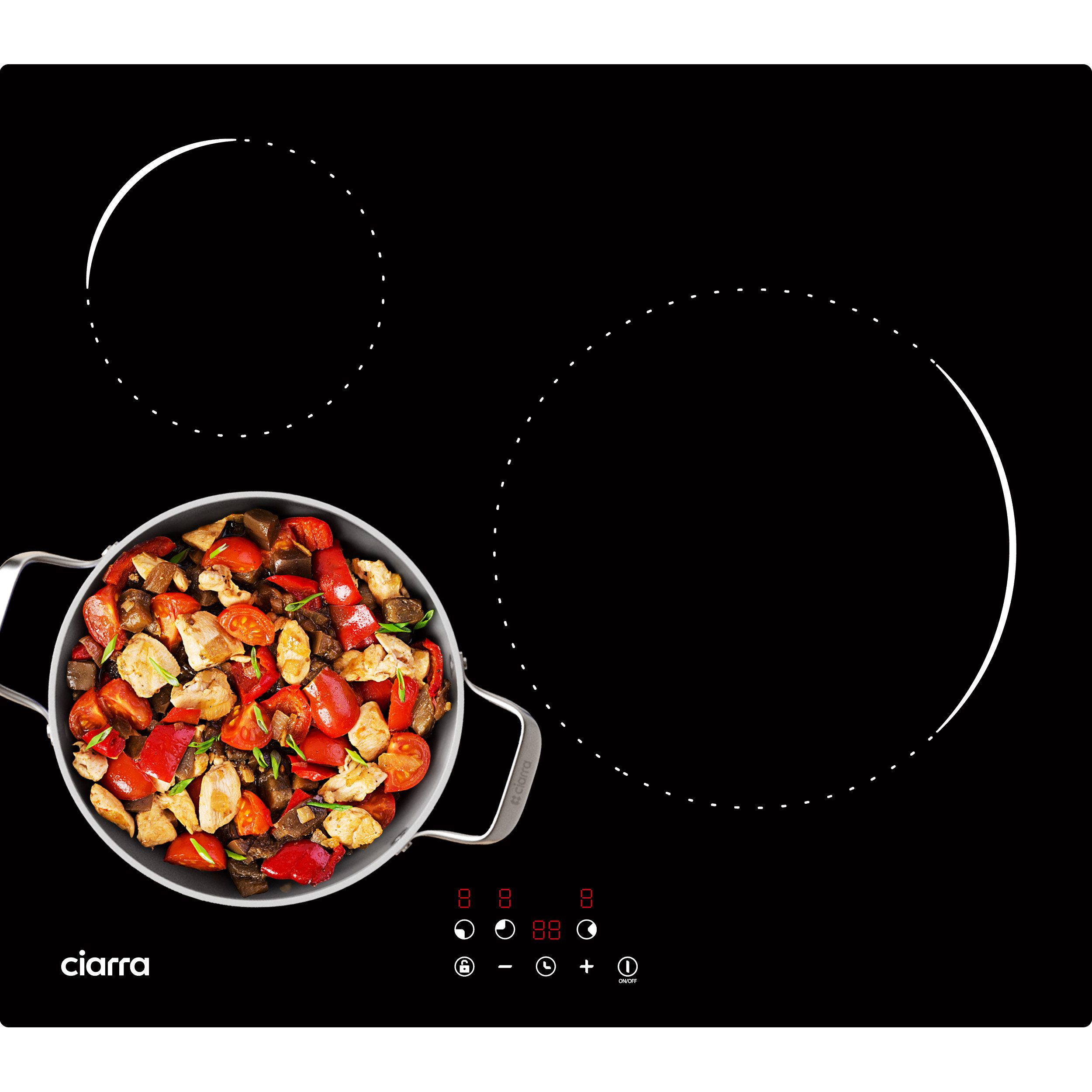 CIARRA Induktions-Kochfeld 60 cm Einbau Induktionskochfeld 9 Stufen mit Touch Control 5600 W VM3BIH-A VM3BIH-C VM3BIH-E VM3BIH-F, 3-Zonen Einbau-Kochfelder Induktionsherd mit 99 Min Timer