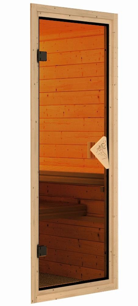 Karibu Sauna Astrid 2, BxTxH: 231 x 231 x 198 cm, 68 mm, (Set) Ofen 9 KW externe Strg easy