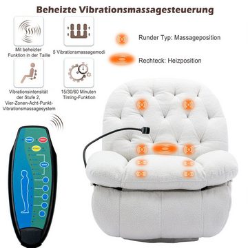 XDeer Massagesessel Elektrisch Relaxsessel mit Fernbedienung Handyhalter, Fernsehsessel Massagefunktion Wärmefunktion Ruhesessel Weiß